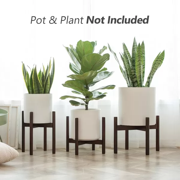 Mkono Mid Century Plant Stand Adjustable Indoor Modern Plant Holder Wooden Planter Stand Plant and Pot NOT Included Adjust Width 8quot up to 12quot Nut Brown