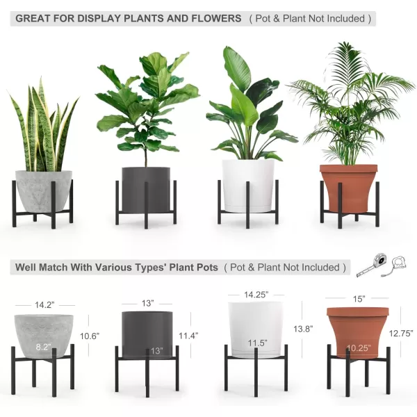 Mkono Plant Stand  EXCLUDING Plant Pot Mid Century Modern Tall Metal Stand Indoor Flower Potted Holder Display Rack Fits Up to 10 Inch Planter BlackBlack