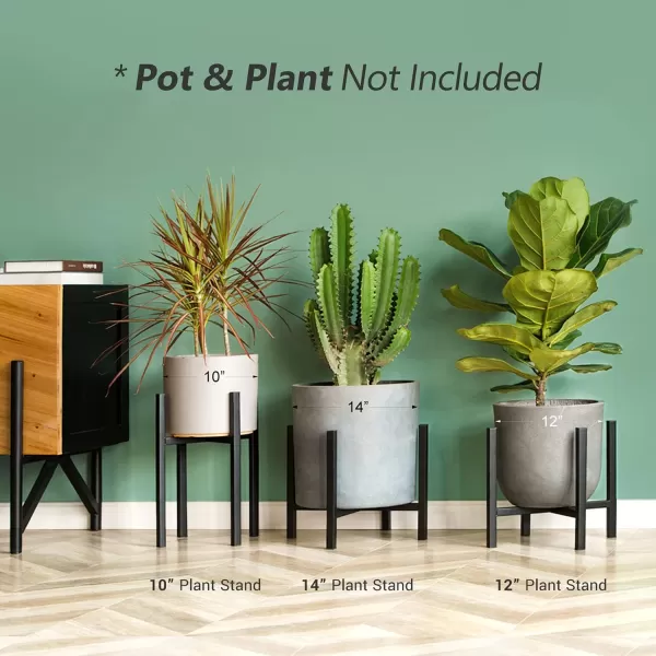 Mkono Plant Stand  EXCLUDING Plant Pot Mid Century Modern Tall Metal Stand Indoor Flower Potted Holder Display Rack Fits Up to 10 Inch Planter BlackBlack