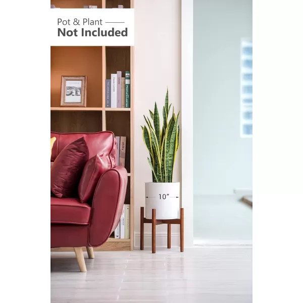 Mkono Plant Stand Mid Century Wood Flower Pot Holder Plant Pot NOT Included Modern Potted Stand Indoor Display Rack Rustic Decor Up to 10 Inch Planter BrownBrown