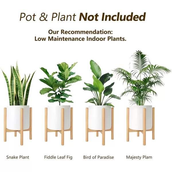 Mkono Plant Stand Mid Century Wood Flower Pot Holder Plant Pot NOT Included Modern Potted Stand Indoor Display Rack Rustic Decor Up to 10 Inch Planter BrownNatural