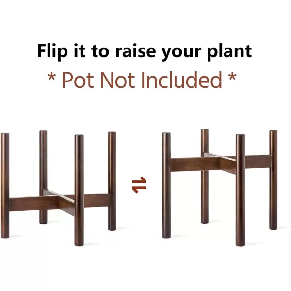 Mkono Plant Stand Mid Century Wood Flower Pot Holder Plant Pot NOT Included Modern Potted Stand Indoor Display Rack Rustic Decor Up to 10 Inch Planter BrownDark Brown