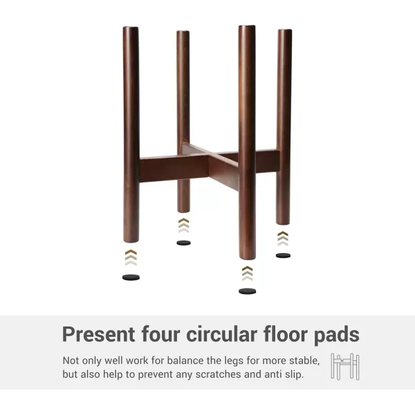 Mkono Plant Stand Mid Century Wood Flower Pot Holder Plant Pot NOT Included Modern Potted Stand Indoor Display Rack Rustic Decor Up to 10 Inch Planter BrownDark Brown