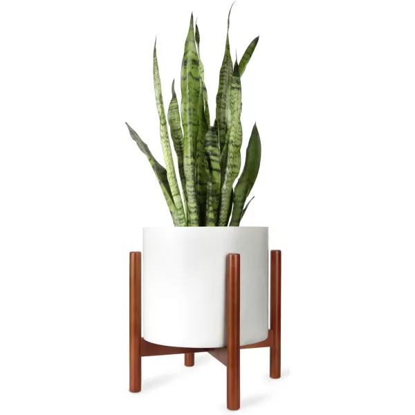 Mkono Plant Stand Mid Century Wood Flower Pot Holder Plant Pot NOT Included Modern Potted Stand Indoor Display Rack Rustic Decor Up to 10 Inch Planter BrownBrown