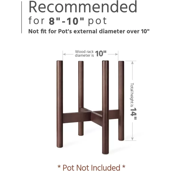 Mkono Plant Stand Mid Century Wood Flower Pot Holder Plant Pot NOT Included Modern Potted Stand Indoor Display Rack Rustic Decor Up to 10 Inch Planter BrownDark Brown
