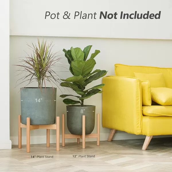 Mkono Plant Stand Mid Century Wood Flower Pot Holder Plant Pot NOT Included Modern Potted Stand Indoor Display Rack Rustic Decor Up to 10 Inch Planter BrownNatural