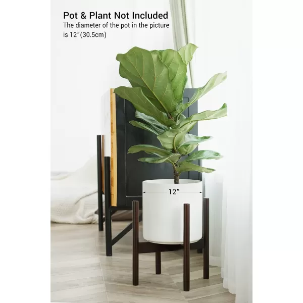Mkono Plant Stand Mid Century Wood Flower Pot Holder Plant Pot NOT Included Modern Potted Stand Indoor Display Rack Rustic Decor Up to 10 Inch Planter BrownDark Brown