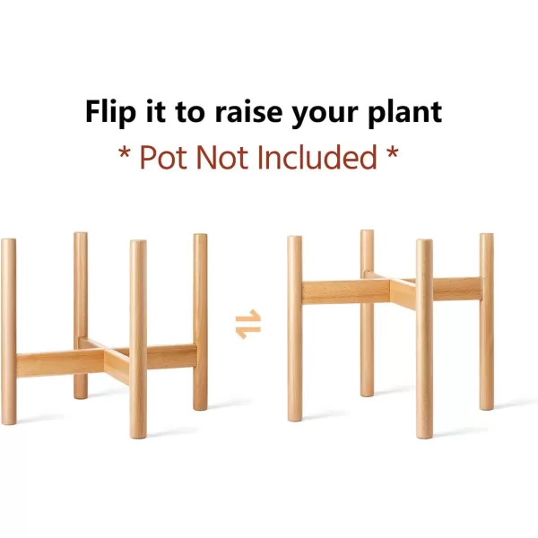 Mkono Plant Stand Mid Century Wood Flower Pot Holder Plant Pot NOT Included Modern Potted Stand Indoor Display Rack Rustic Decor Up to 10 Inch Planter BrownNatural