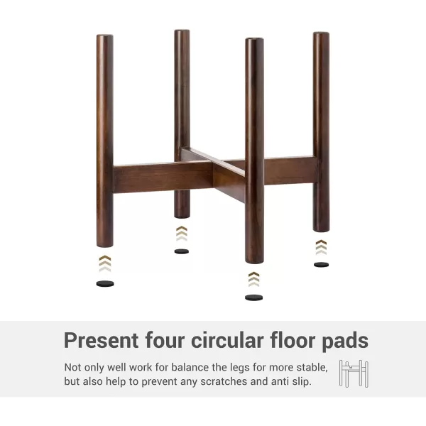 Mkono Plant Stand Mid Century Wood Flower Pot Holder Plant Pot NOT Included Modern Potted Stand Indoor Display Rack Rustic Decor Up to 10 Inch Planter BrownDark Brown