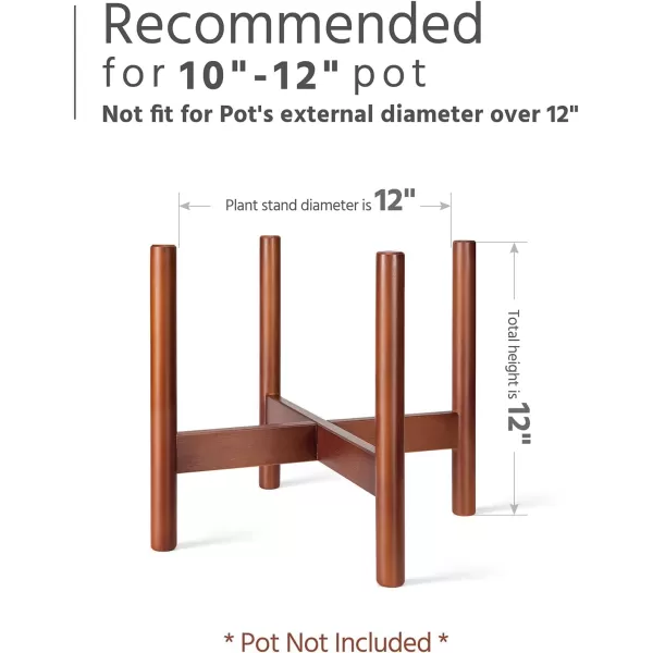 Mkono Plant Stand Mid Century Wood Flower Pot Holder Plant Pot NOT Included Modern Potted Stand Indoor Display Rack Rustic Decor Up to 10 Inch Planter BrownBrown