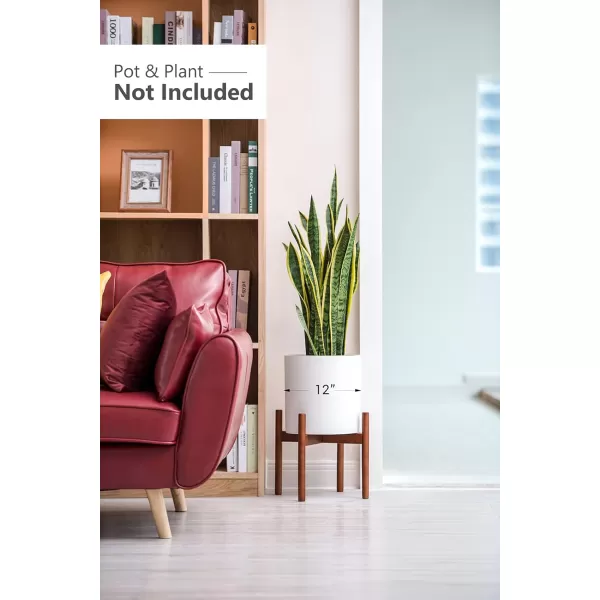 Mkono Plant Stand Mid Century Wood Flower Pot Holder Plant Pot NOT Included Modern Potted Stand Indoor Display Rack Rustic Decor Up to 10 Inch Planter BrownBrown