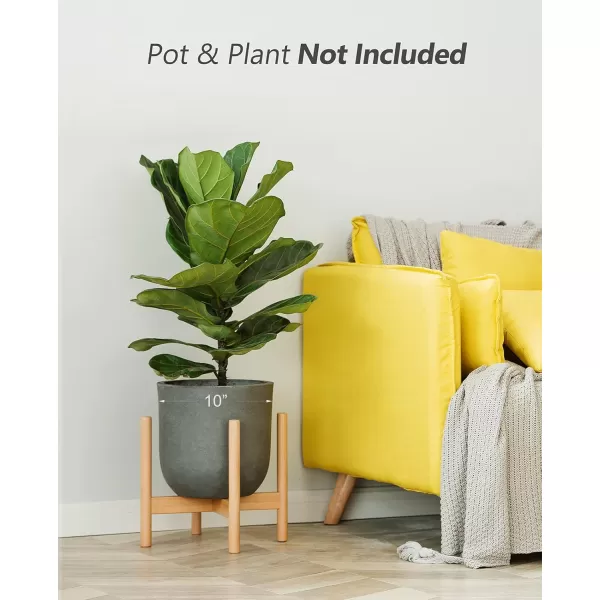 Mkono Plant Stand Mid Century Wood Flower Pot Holder Plant Pot NOT Included Modern Potted Stand Indoor Display Rack Rustic Decor Up to 10 Inch Planter BrownNatural