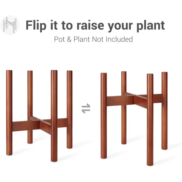 Mkono Plant Stand Mid Century Wood Flower Pot Holder Plant Pot NOT Included Modern Potted Stand Indoor Display Rack Rustic Decor Up to 10 Inch Planter BrownBrown