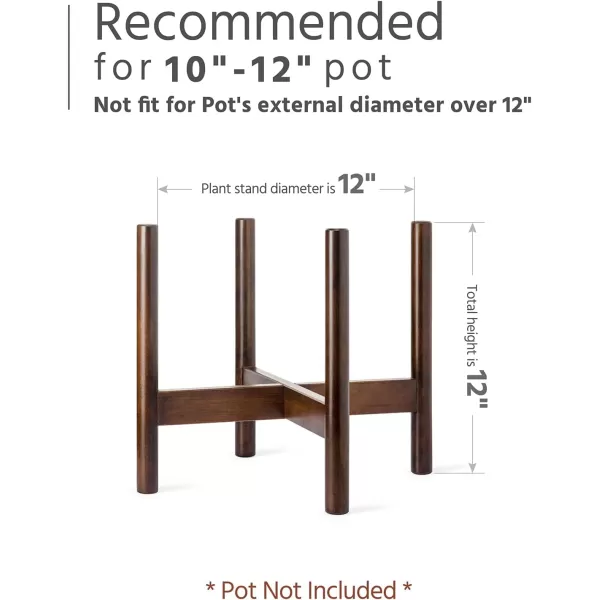 Mkono Plant Stand Mid Century Wood Flower Pot Holder Plant Pot NOT Included Modern Potted Stand Indoor Display Rack Rustic Decor Up to 10 Inch Planter BrownDark Brown
