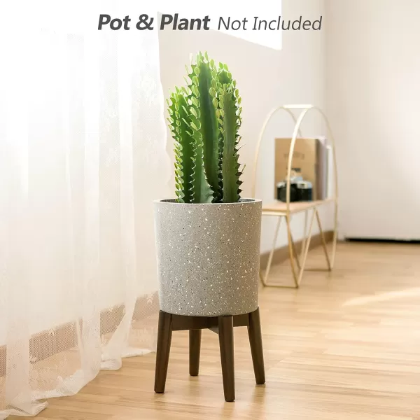 Mkono Plant Stand MidCentury Modern Indoor Plant and Pot NOT Included Flower Holder Home Decor BrownDark Brown