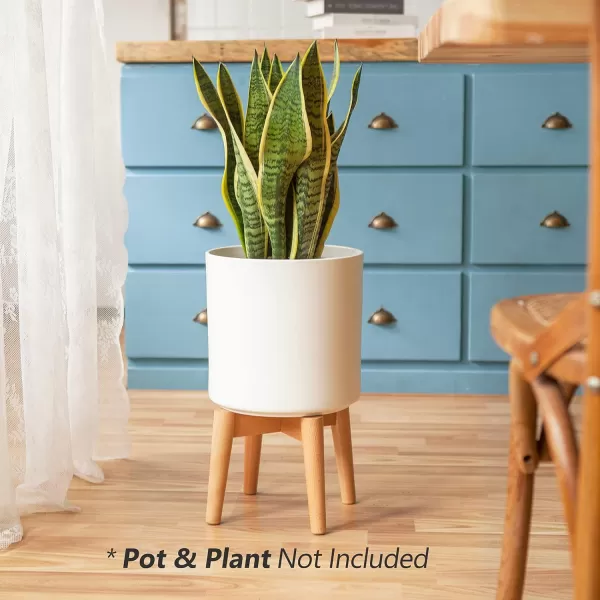 Mkono Plant Stand MidCentury Modern Indoor Plant and Pot NOT Included Flower Holder Home Decor BrownNatural