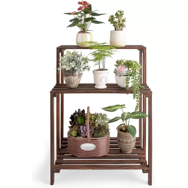 Mkono Wood Plant Stand 3 Tier Plant Shelf Indoor Outdoor Flower Pot Display Shelf Rack Garden Potting Bench Multiple Ladder Stand Planter Holder for Home Patio Lawn Living Room Corner Balcony