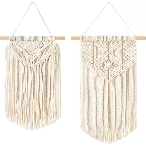 Mkono 2 Pcs Macrame Wall Hanging Boho Wall Art Decor Woven Chic Bohemian Room Decor for Bedroom Nursery Living Room Dorm Apartment Small Size 13quot L x 10quot W and 16quot L x 10quot WSmall