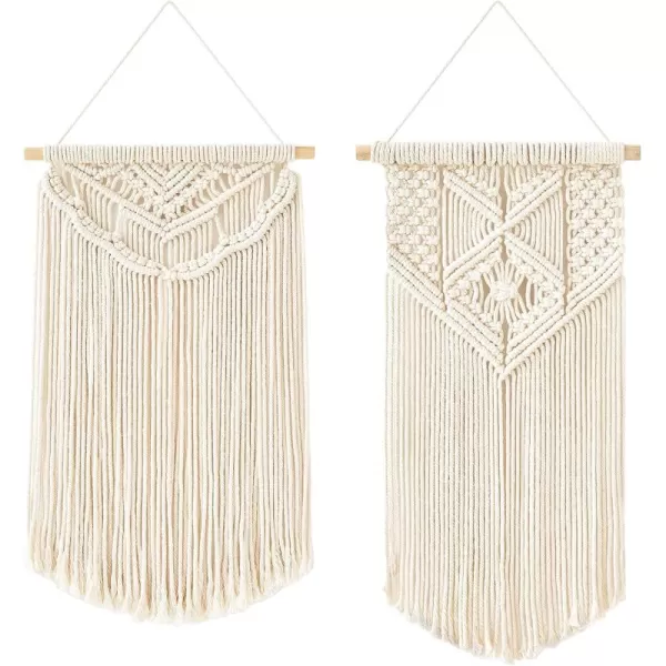Mkono 2 Pcs Macrame Wall Hanging Boho Wall Art Decor Woven Chic Bohemian Room Decor for Bedroom Nursery Living Room Dorm Apartment Small Size 13quot L x 10quot W and 16quot L x 10quot WMedium