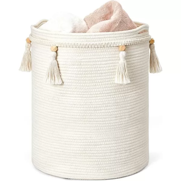 Mkono Macrame Decorative Cotton Rope Basket Boho Cute Woven Tassel Closet Storage Bins Organizer for NurseryBaby ToysBlanketsMagazines Potted Plants CoverLiving RoomBedroom Home Decor 15quotx 14quot157x196