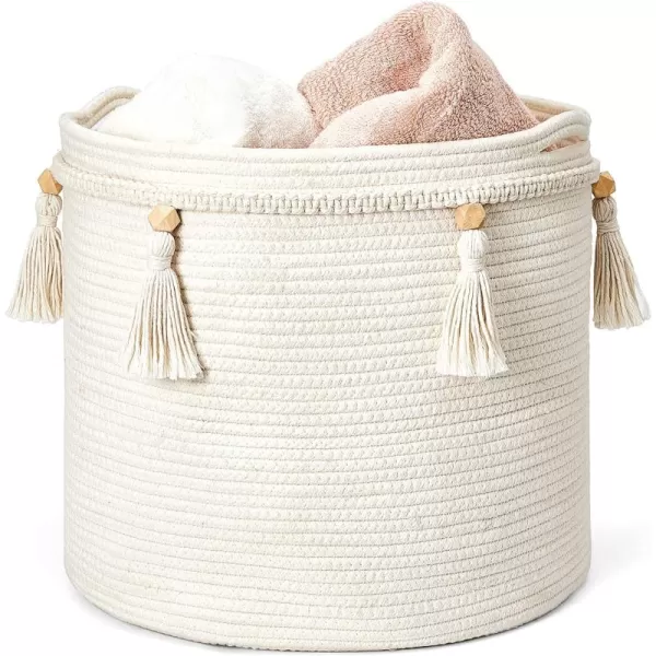 Mkono Macrame Decorative Cotton Rope Basket Boho Cute Woven Tassel Closet Storage Bins Organizer for NurseryBaby ToysBlanketsMagazines Potted Plants CoverLiving RoomBedroom Home Decor 15quotx 14quot14x15