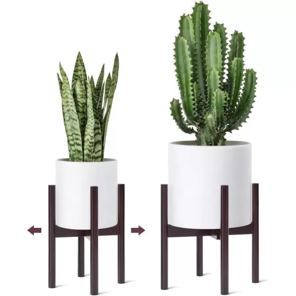 Mkono Mid Century Plant Stand Adjustable Indoor Modern Plant Holder Wooden Planter Stand Plant and Pot NOT Included Adjust Width 8quot up to 12quot Nut Brown