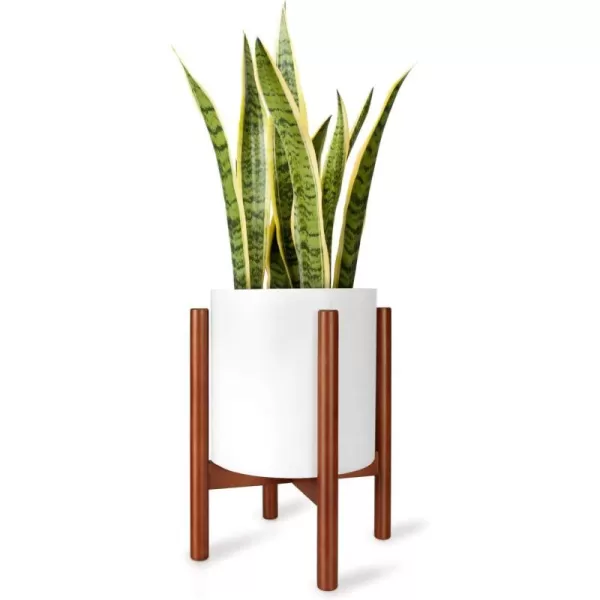 Mkono Plant Stand Mid Century Wood Flower Pot Holder Plant Pot NOT Included Modern Potted Stand Indoor Display Rack Rustic Decor Up to 10 Inch Planter BrownBrown