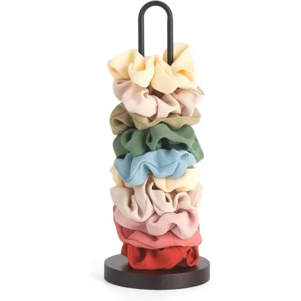 Mkono Scrunchies Holder Stand Hair Accessories Organizer Gold White Metal Scrunchies Tower Hold 25  35 Scrunchies Modern Vertical Hair Tie Organizer Jewelry Scrunchy Holder for Girls Whitebrown and black