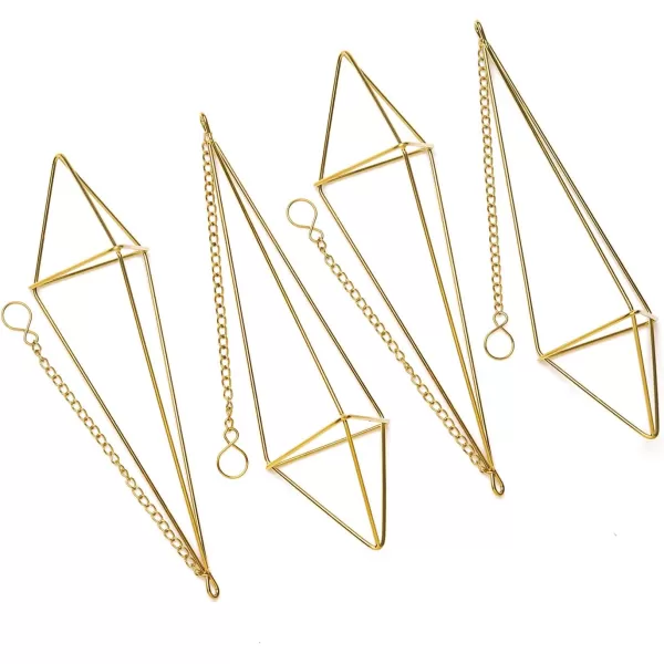 Mkono 4 Pack Air Plant Holder Metal Himmeli Decor Modern Geometric PlanterHanging Airplants Rack for Home for Plant LoversGold
