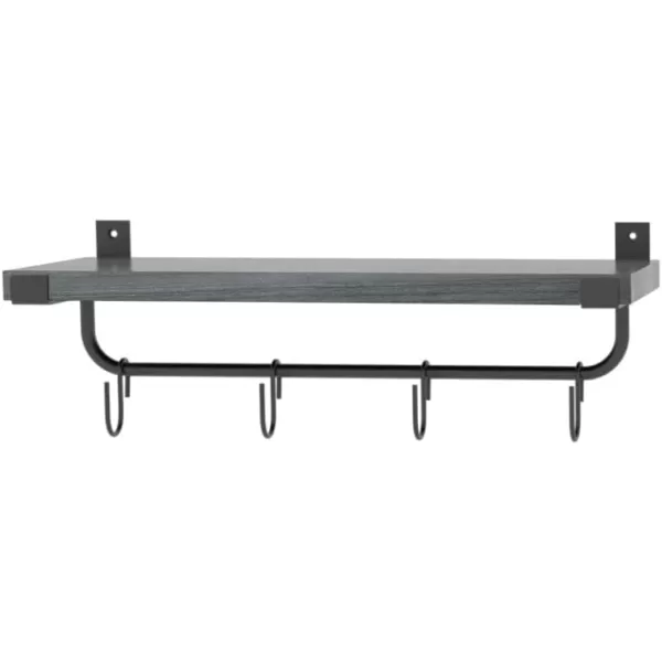 Mkono Mug Holder Wall Mounted Coffee Mug Rack Set of 2 Rustic Floating Shelf for Coffee Bar Accessories Wood Tea Cup Hooks Hanger for Organizing Cooking Utensils Home Kitchen Decor GreyGray