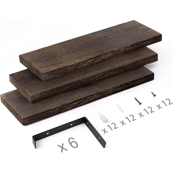 Mkono Rustic Wood Floating Shelves Wall Mounted Shelving Set of 2 Decorative Wall Storage Shelves with Lip Brackets for Bedroom Living Room Bathroom Kitchen Hallway Office3