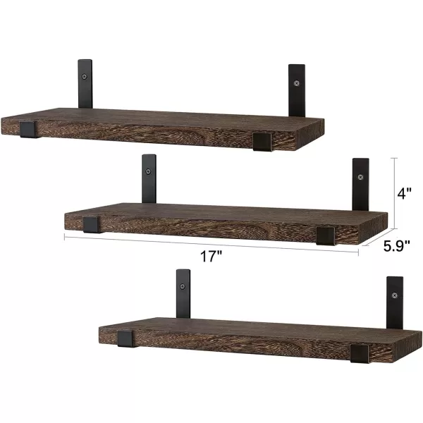 Mkono Rustic Wood Floating Shelves Wall Mounted Shelving Set of 2 Decorative Wall Storage Shelves with Lip Brackets for Bedroom Living Room Bathroom Kitchen Hallway Office3