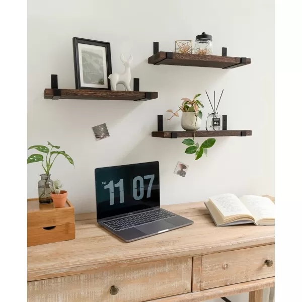 Mkono Rustic Wood Floating Shelves Wall Mounted Shelving Set of 2 Decorative Wall Storage Shelves with Lip Brackets for Bedroom Living Room Bathroom Kitchen Hallway Office3