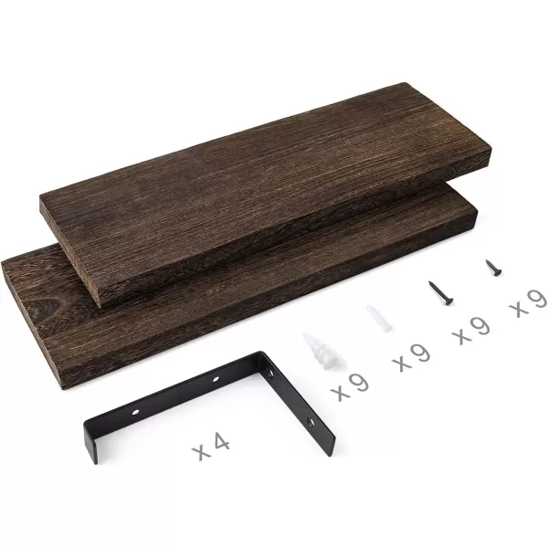 Mkono Rustic Wood Floating Shelves Wall Mounted Shelving Set of 2 Decorative Wall Storage Shelves with Lip Brackets for Bedroom Living Room Bathroom Kitchen Hallway Office2