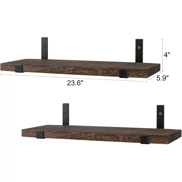 Mkono Rustic Wood Floating Shelves Wall Mounted Shelving Set of 2 Decorative Wall Storage Shelves with Lip Brackets for Bedroom Living Room Bathroom Kitchen Hallway Office2