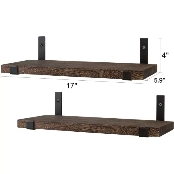 Mkono Rustic Wood Floating Shelves Wall Mounted Shelving Set of 2 Decorative Wall Storage Shelves with Lip Brackets for Bedroom Living Room Bathroom Kitchen Hallway Office2
