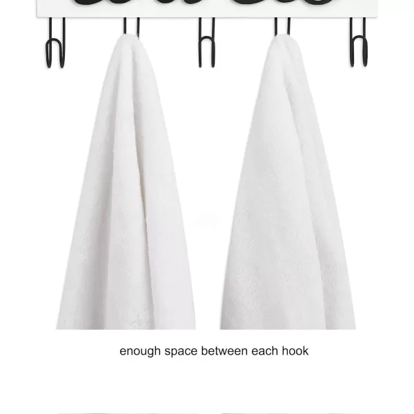 Mkono Towel Holder Wall Mounted Towel Rack Bathroom Decor Rustic Wood Towel Hooks to Hang Towels Bathroom Robe Coat Clothing Bath Towel Hanger Storage Home Decor Organizer MediumWhite