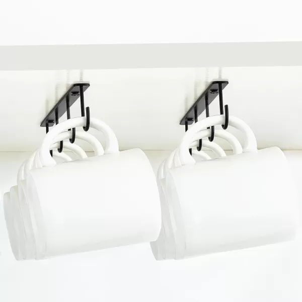 Mkono Under Cabinet Mug Hanger Set of 3 Metal Mug Hooks Coffee Cup Holder with 12 Hooks Simple Coffee Mug Organizer for Cabinet Shelf Modern Mug Storage Display Rack for Kitchen Coffee Bar BlackBlack