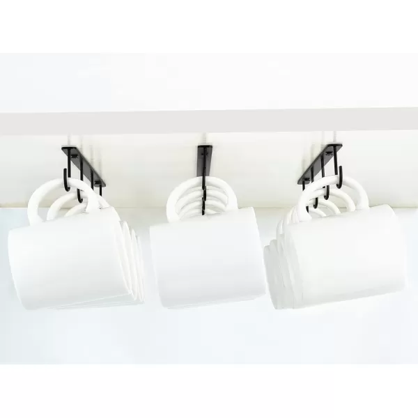Mkono Under Cabinet Mug Hanger Set of 3 Metal Mug Hooks Coffee Cup Holder with 12 Hooks Simple Coffee Mug Organizer for Cabinet Shelf Modern Mug Storage Display Rack for Kitchen Coffee Bar BlackBlack