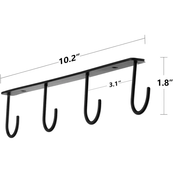 Mkono Under Cabinet Mug Hanger Set of 3 Metal Mug Hooks Coffee Cup Holder with 12 Hooks Simple Coffee Mug Organizer for Cabinet Shelf Modern Mug Storage Display Rack for Kitchen Coffee Bar BlackBlack