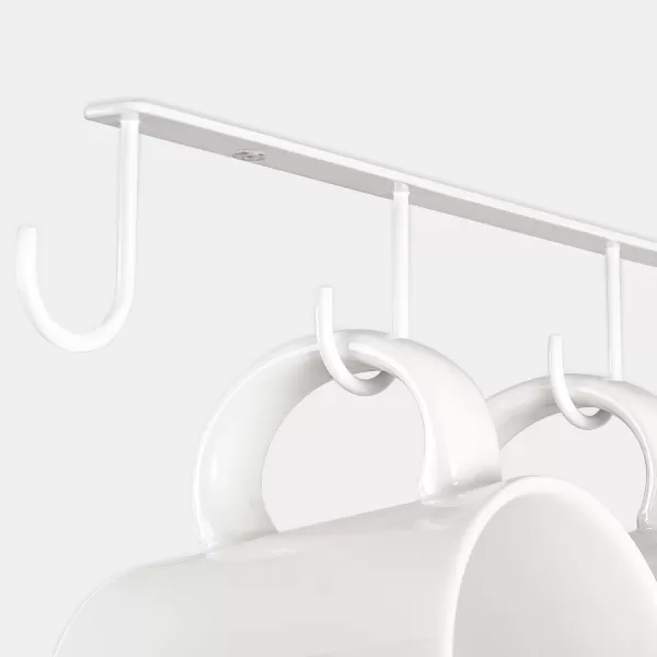 Mkono Under Cabinet Mug Hanger Set of 3 Metal Mug Hooks Coffee Cup Holder with 12 Hooks Simple Coffee Mug Organizer for Cabinet Shelf Modern Mug Storage Display Rack for Kitchen Coffee Bar BlackWhite
