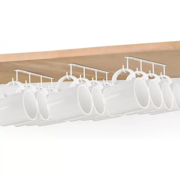 Mkono Under Cabinet Mug Hanger Set of 3 Metal Mug Hooks Coffee Cup Holder with 12 Hooks Simple Coffee Mug Organizer for Cabinet Shelf Modern Mug Storage Display Rack for Kitchen Coffee Bar BlackWhite
