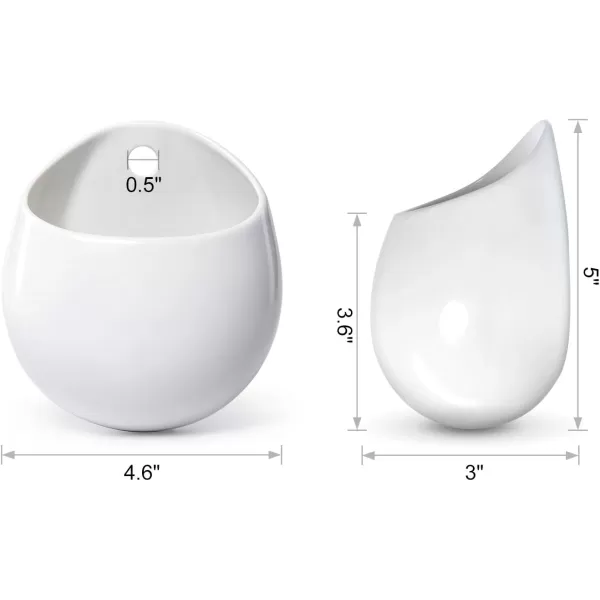 Mkono 4 Inch Wall Mounted Planter Round Ceramic Hanging Plant Holder Decorative Flower Display Vase Succulent Pots for Indoor Plants Set of 3 White Plants NOT Included