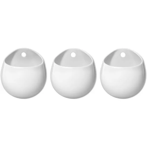 Mkono 4 Inch Wall Mounted Planter Round Ceramic Hanging Plant Holder Decorative Flower Display Vase Succulent Pots for Indoor Plants Set of 3 White Plants NOT Included