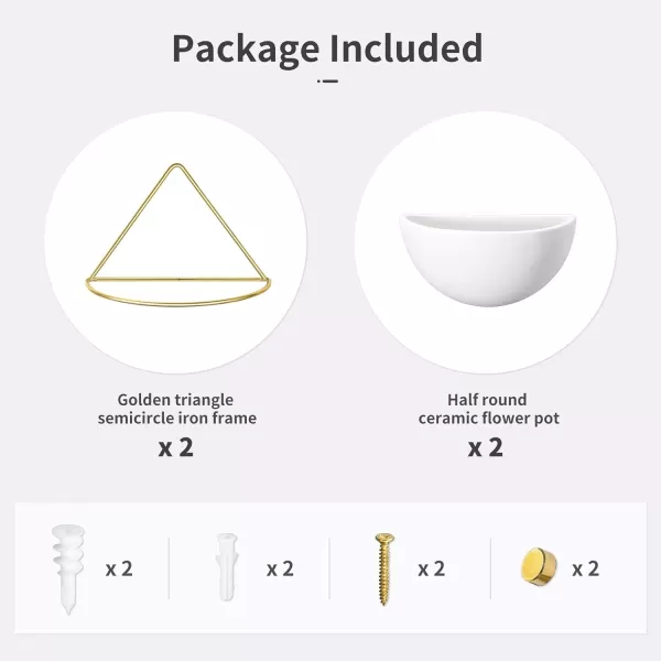 Mkono Ceramic Hanging Planter Set of 2 Gold Modern Wall Decor Suitable for Indoor and Outdoor UseGold