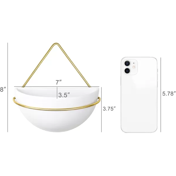Mkono Ceramic Hanging Planter Set of 2 Gold Modern Wall Decor Suitable for Indoor and Outdoor UseGold