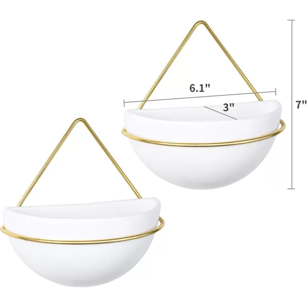 Mkono Ceramic Hanging Planter Set of 2 Gold Modern Wall Decor Suitable for Indoor and Outdoor UseGold