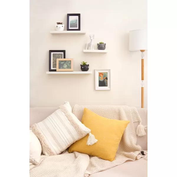 Mkono Floating Shelves Rustic Wood Wall Shelf Set of 3 Modern Wall Mounted Shelves with Invisible Brackets Display Trophy Photo Frames Plants Home Decor Living Room Bedroom Bathroom Dark BrownWhite