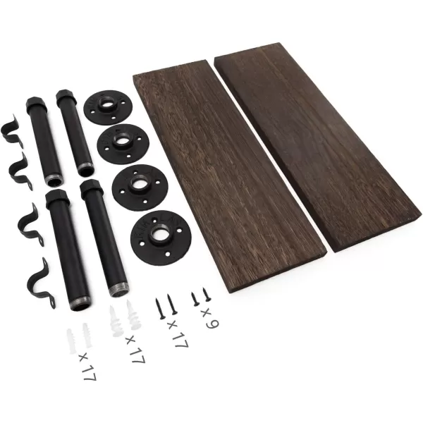 Mkono Floating Shelves Wall Mounted Industrial Shelves Rustic Wood Wall Shelf with Pipe Brackets Set of 2 Storage Shelving Farmhouse Home Decor for Bathroom Living Room Kitchen OfficeBrown