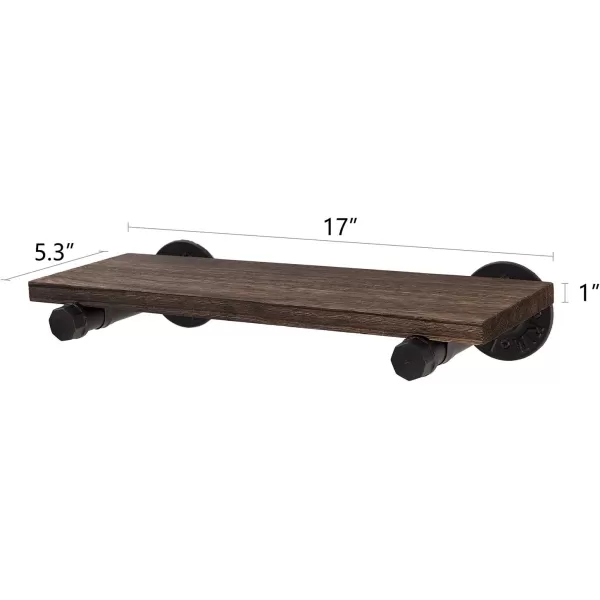 Mkono Floating Shelves Wall Mounted Industrial Shelves Rustic Wood Wall Shelf with Pipe Brackets Set of 2 Storage Shelving Farmhouse Home Decor for Bathroom Living Room Kitchen OfficeBrown